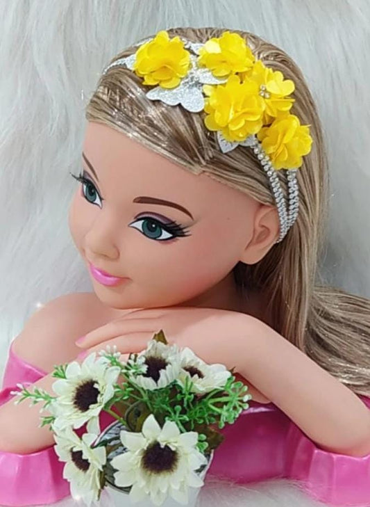 Diadema para bebé con pedrería plateada y dorada en varios colores 
