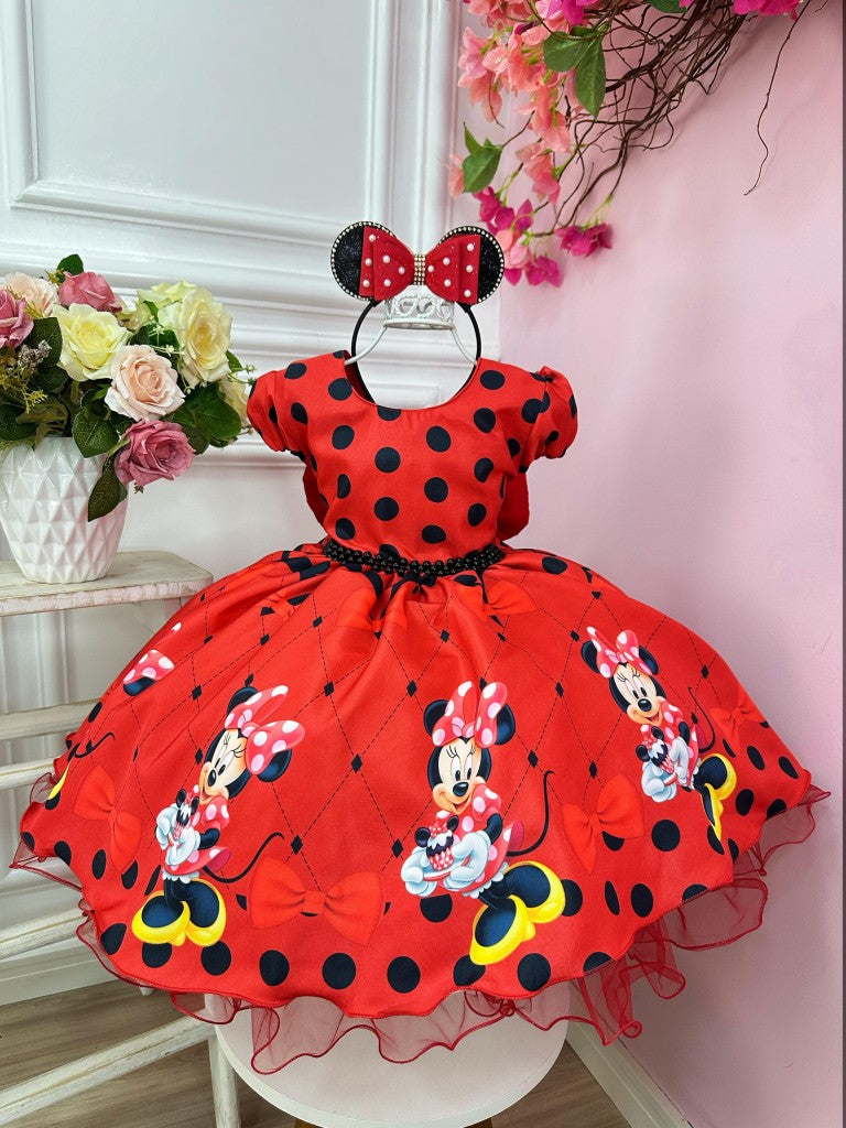 Vestido infantil de Minnie Mouse rojo para fiestas de lujo