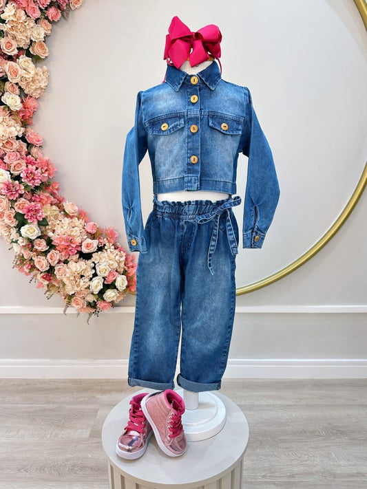 Conjunto de jeans azules para niños con chaqueta y pantalón casual de lujo