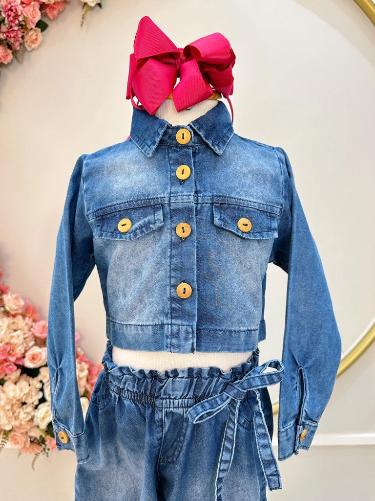 Conjunto de jeans azules para niños con chaqueta y pantalón casual de lujo