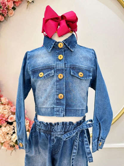 Conjunto de jeans azules para niños con chaqueta y pantalón casual de lujo