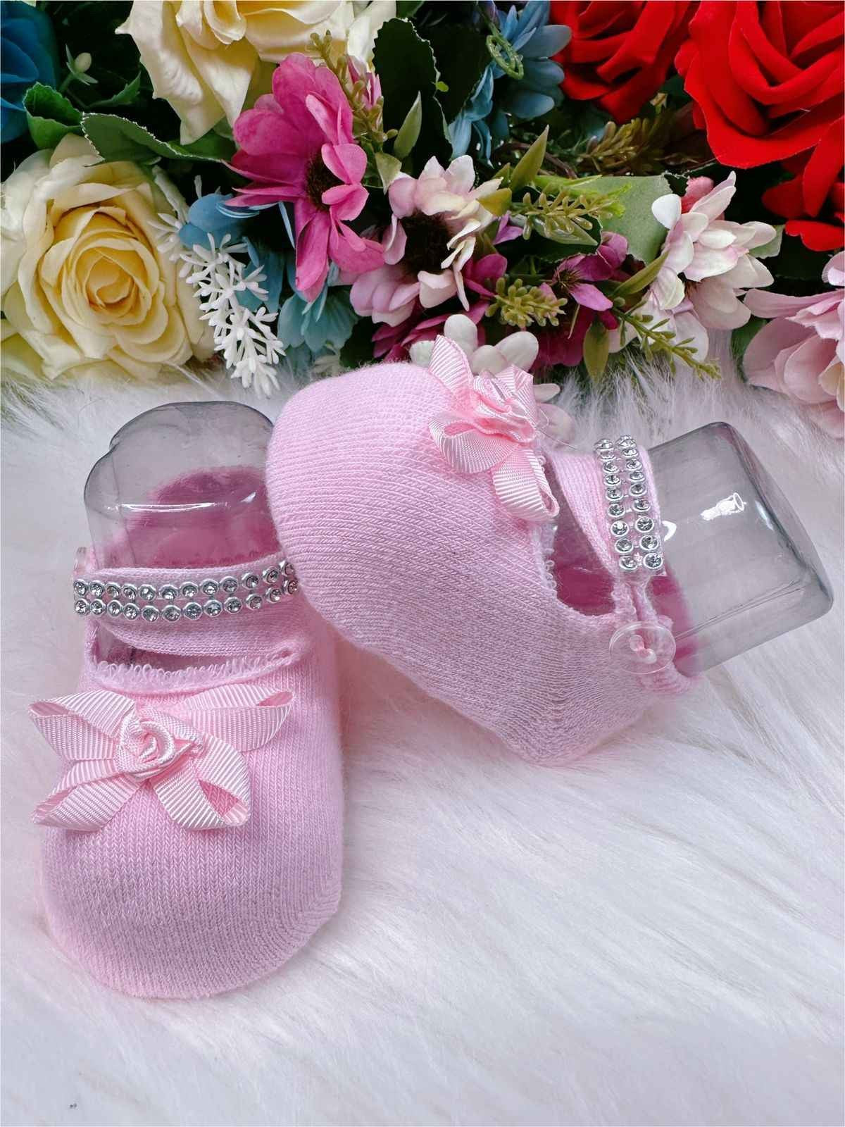 Calcetines Botines Recién Nacido Varios Colores Pedrería 0 a 5 Meses 