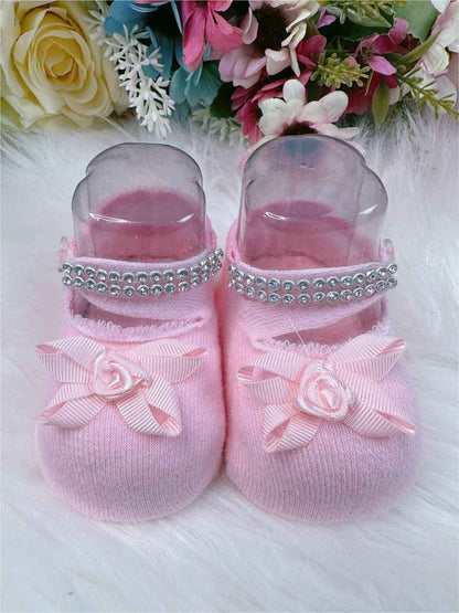 Calcetines Botines Recién Nacido Varios Colores Pedrería 0 a 5 Meses 