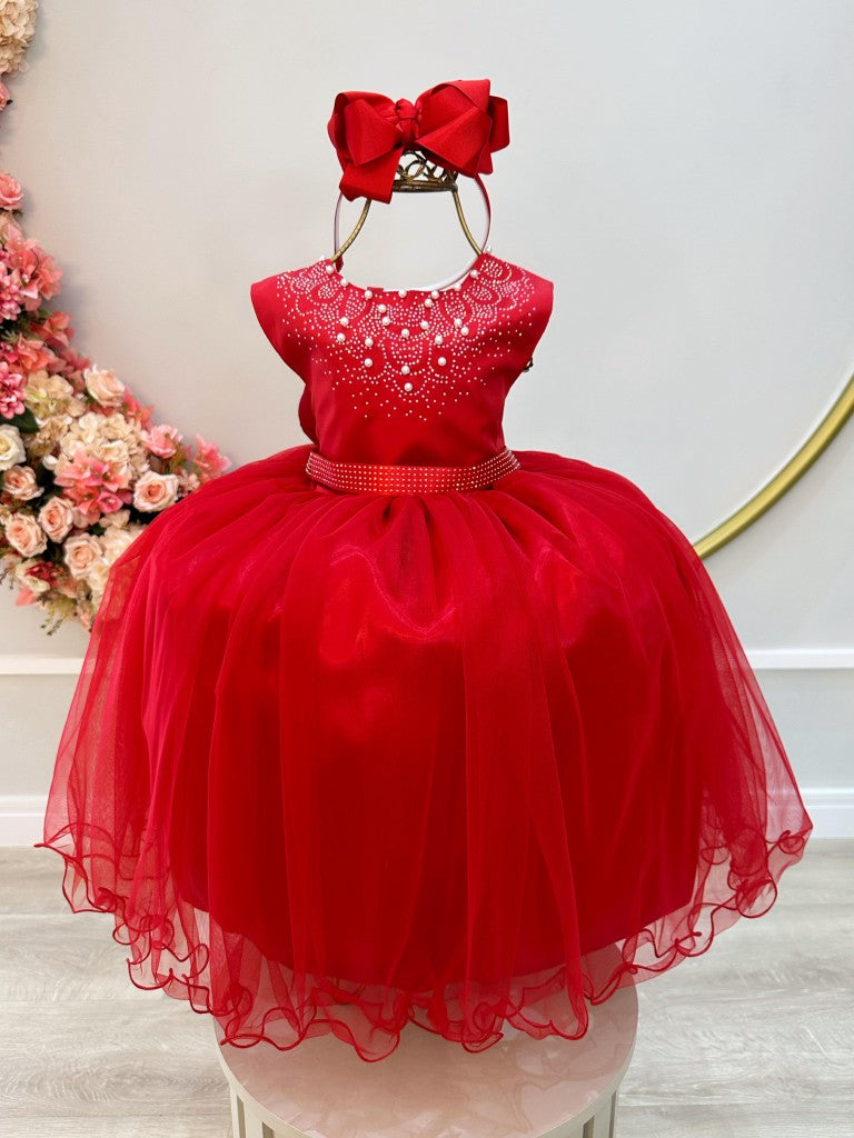 Vestido rojo infantil para fiestas de lujo