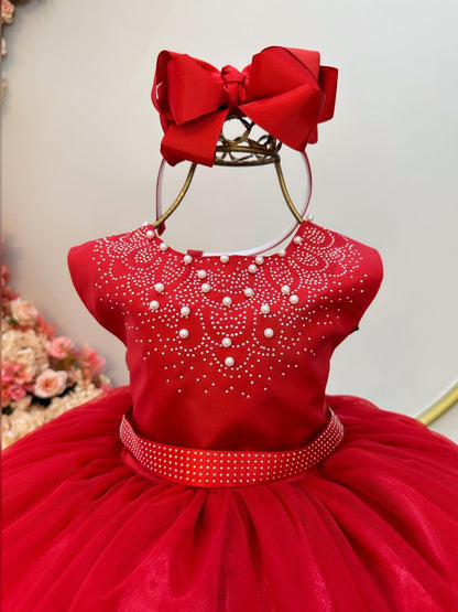 Vestido rojo infantil para fiestas de lujo