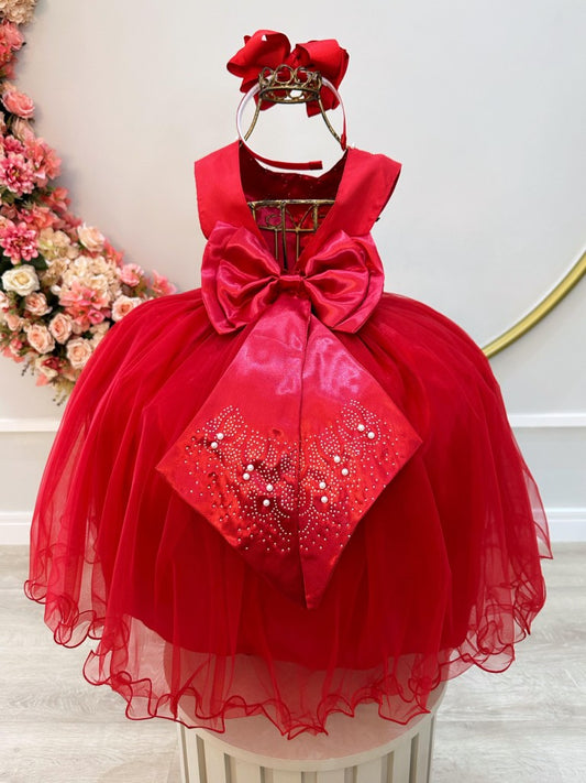 Vestido rojo infantil para fiestas de lujo
