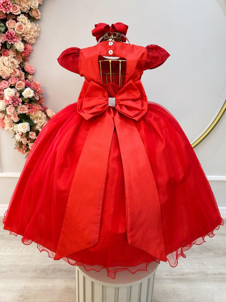 Vestidos de dama de honor de encaje rojo para bodas Perla