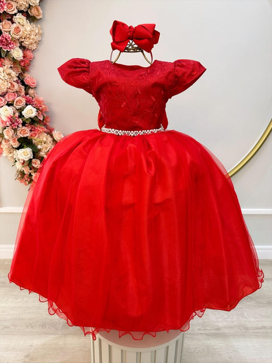 Vestidos de dama de honor de encaje rojo para bodas Perla