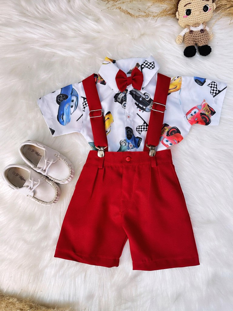 Conjunto de Rayo McQueen de Cars con shorts y camisa con tirantes