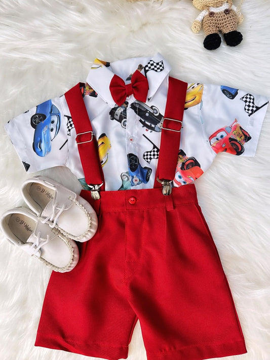 Conjunto de Rayo McQueen de Cars con shorts y camisa con tirantes