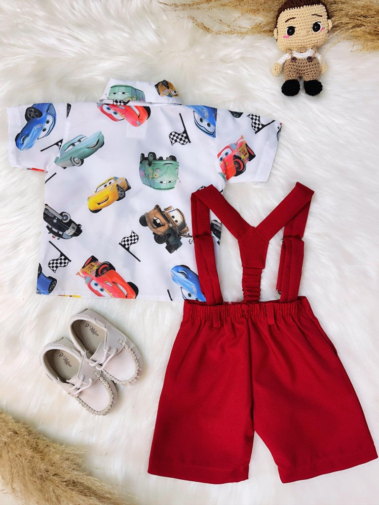 Conjunto de Rayo McQueen de Cars con shorts y camisa con tirantes