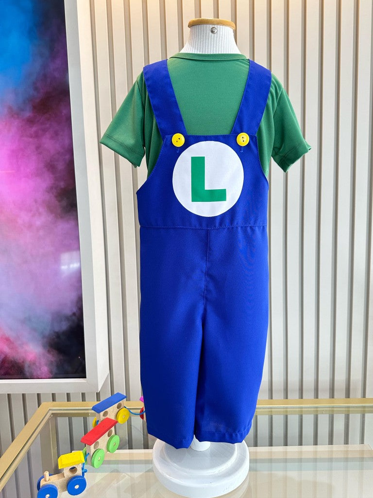 Conjunto de disfraces de fiesta infantil verde y azul