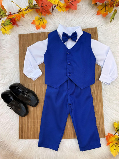 Conjunto Infantil Camisa Blanca Pantalón Chaleco Azul Real Grav.