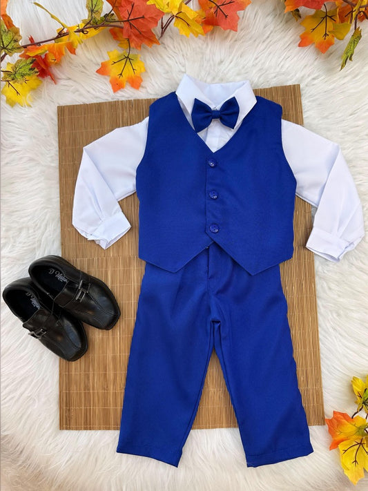 Conjunto Infantil Camisa Blanca Pantalón Chaleco Azul Real Grav.