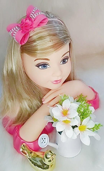 Diadema para bebé con lazo de flores y pedrería en varios colores 