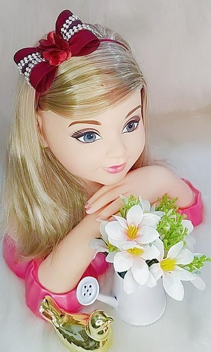Diadema para bebé con lazo de flores y pedrería en varios colores 