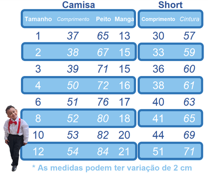 Conjunto formal: camisa, tirantes, corbata y pantalón corto negro