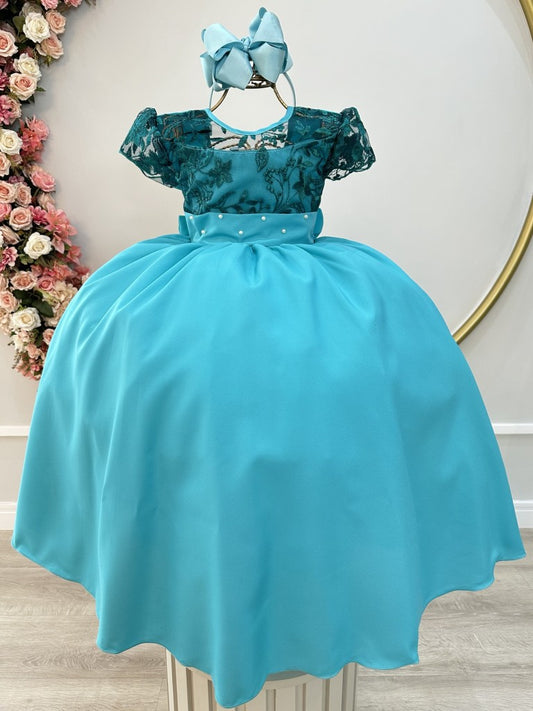 Vestido infantil con busto y encaje de bandera verde para mujer