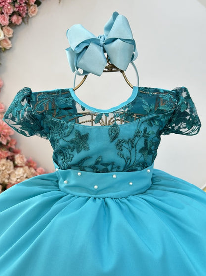 Vestido infantil con busto y encaje de bandera verde para mujer