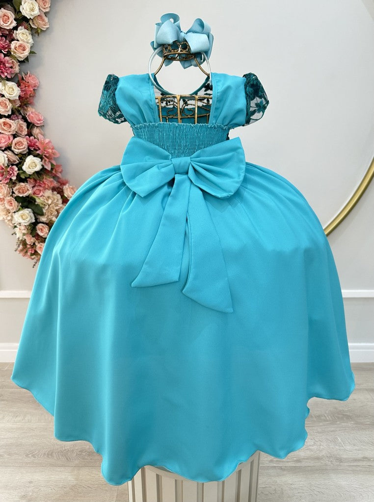 Vestido infantil con busto y encaje de bandera verde para mujer