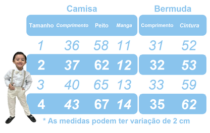 Conjunto para niño: Camisa azul, bermuda beige informal