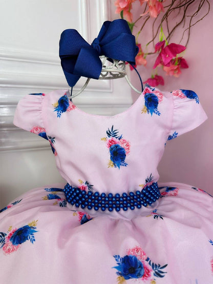 Vestido infantil con flores rosas de bosque para fiestas de damas de honor de lujo