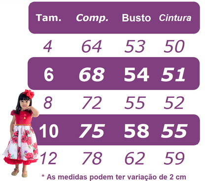 Vestido infantil rojo con rosas y lazo para fiestas de niñas de las flores 