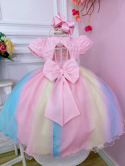 Vestido infantil Rain of Love con busto acanalado y pedrería