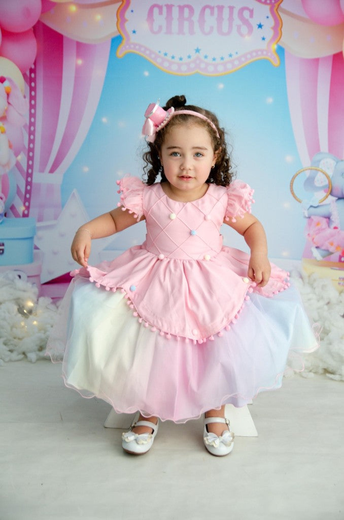 Vestido infantil Circo Rosa Lluvia de Amor Fiestas Coloridas