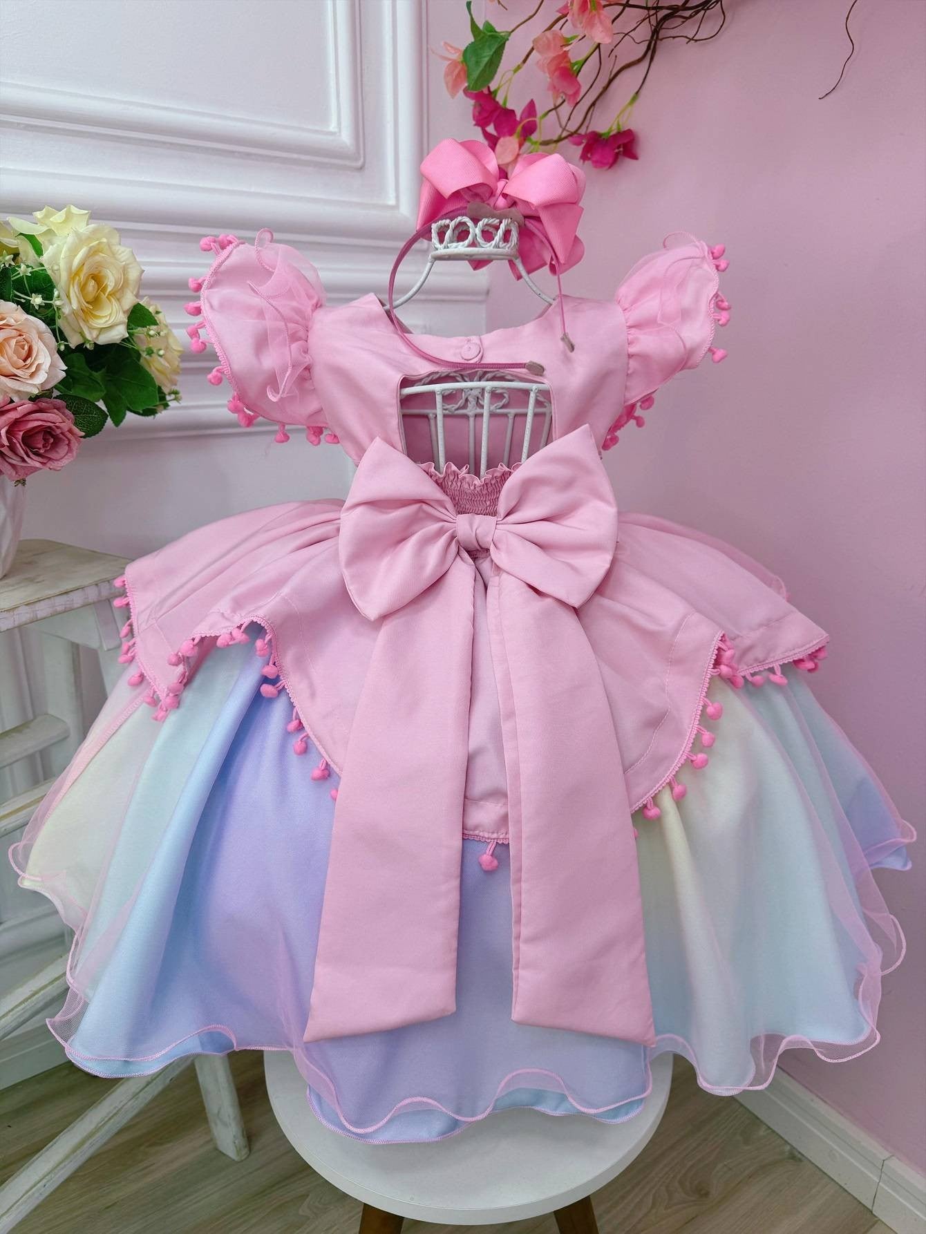 Vestido infantil Circo Rosa Lluvia de Amor Fiestas Coloridas