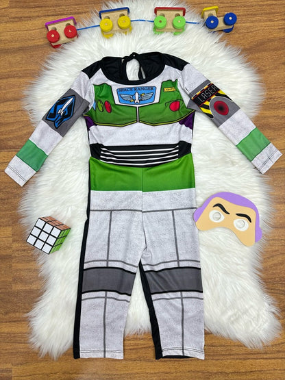 Disfraz infantil verde y blanco. Incluye máscara de EVA.