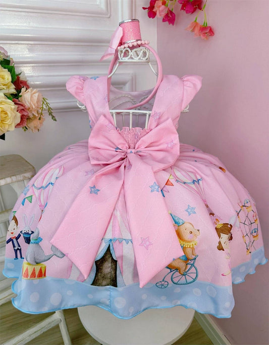 Vestido de circo rosa para niños con estrellas para fiestas