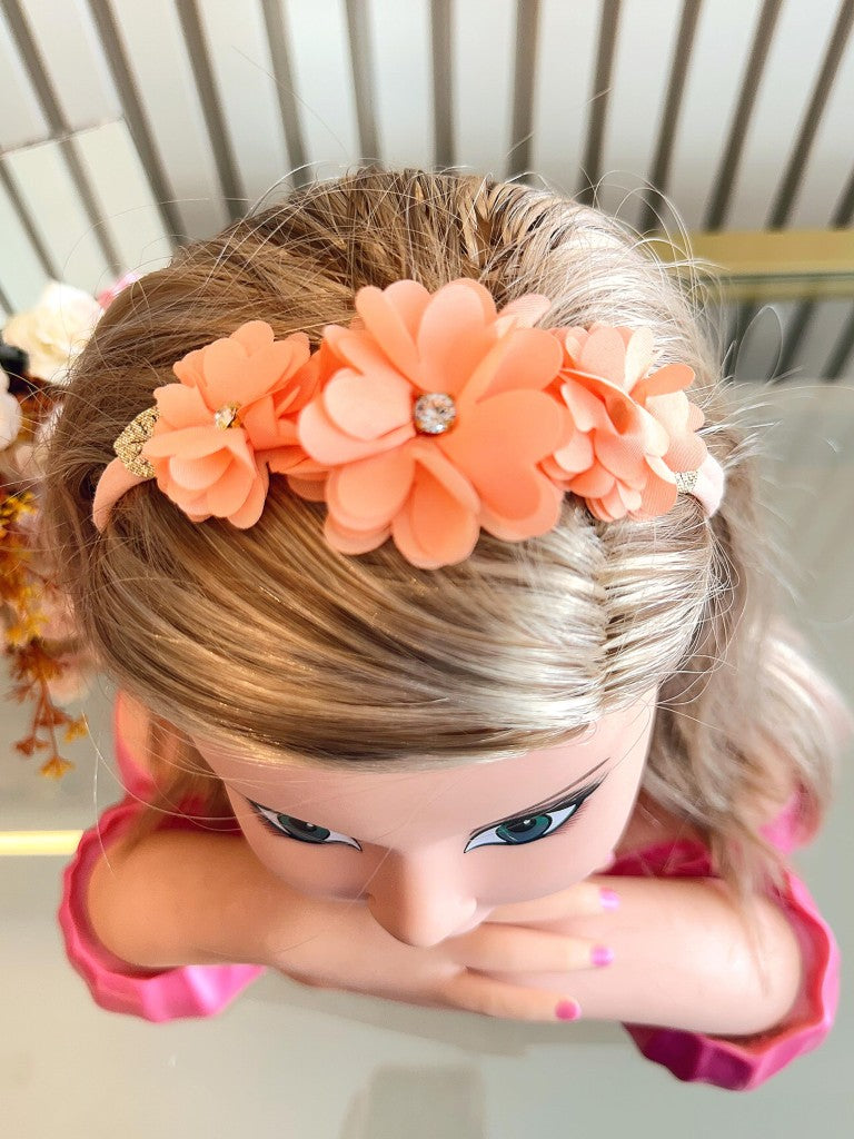 Diadema para bebé con lazo de diamantes de imitación y flor en varios colores