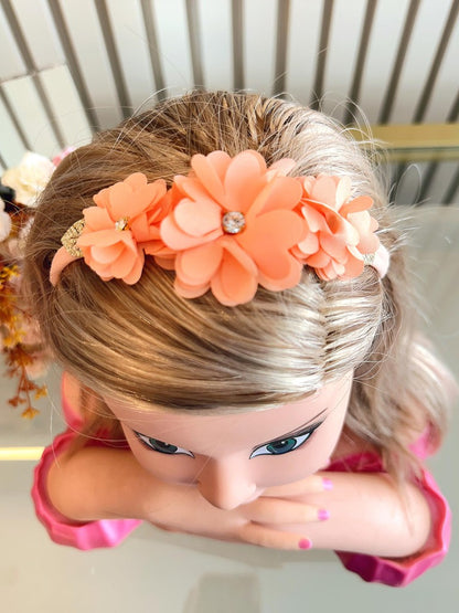 Diadema para bebé con lazo de diamantes de imitación y flor en varios colores