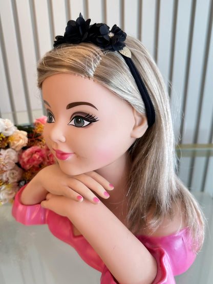 Diadema para bebé con lazo de diamantes de imitación y flor en varios colores