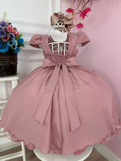 Vestido Infantil Rose Busto Nervura Daminhas Festas Luxo