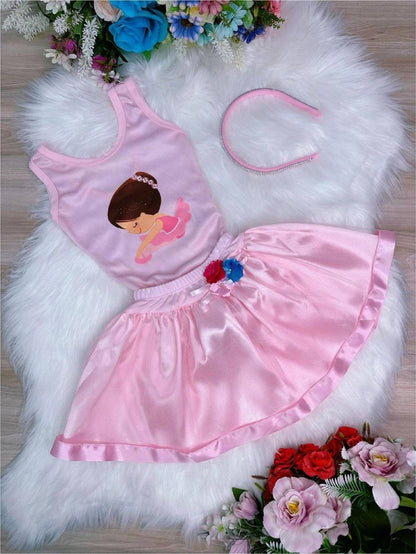 Disfraz infantil de bailarina rosa, mono y falda de lujo
