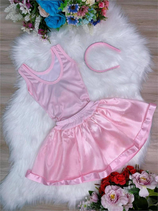 Disfraz infantil de bailarina rosa, mono y falda de lujo