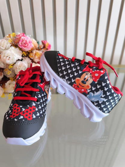 Zapatillas negras de Minnie Mouse para niña con luces LED
