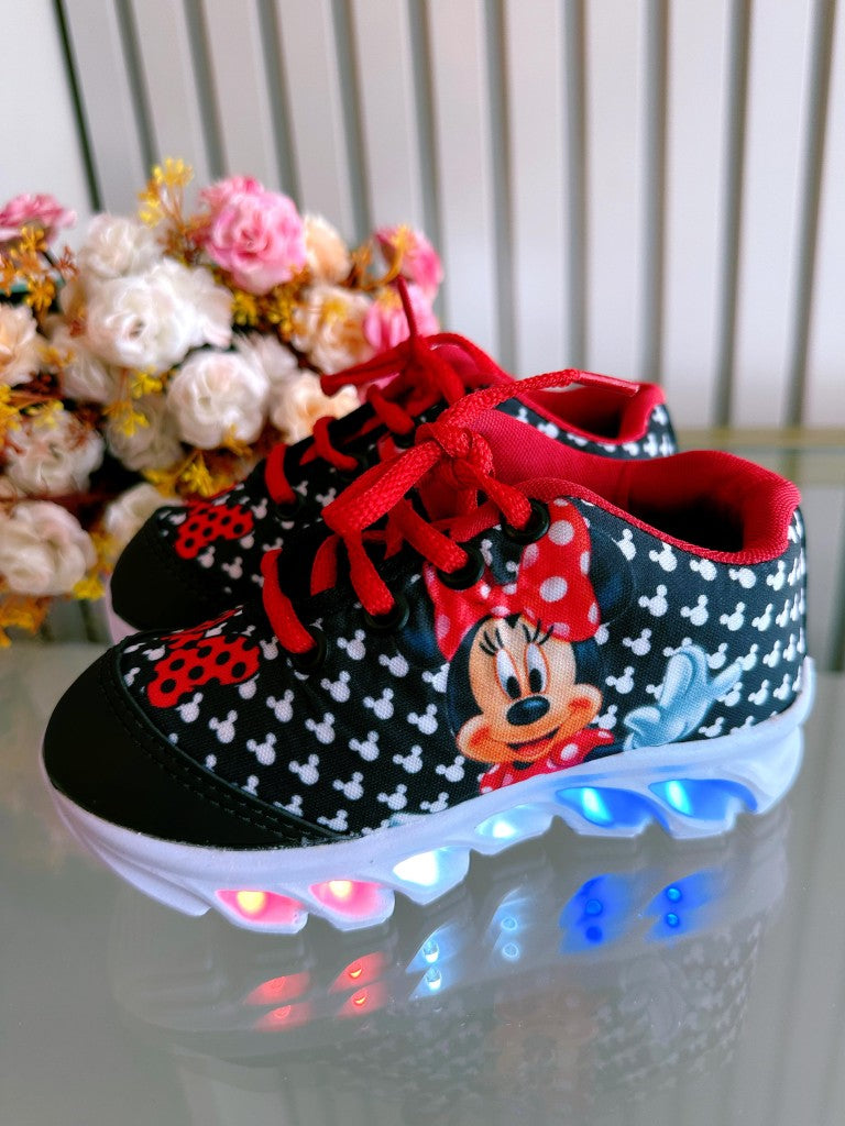 Zapatillas negras de Minnie Mouse para niña con luces LED