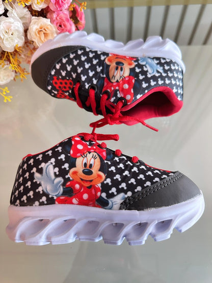 Zapatillas negras de Minnie Mouse para niña con luces LED