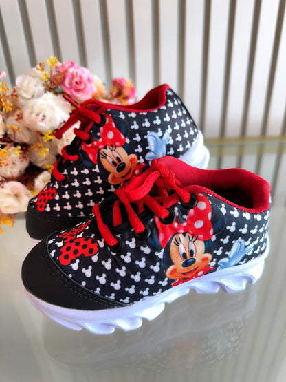 Zapatillas negras de Minnie Mouse para niña con luces LED