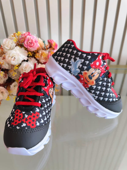 Zapatillas negras de Minnie Mouse para niña con luces LED