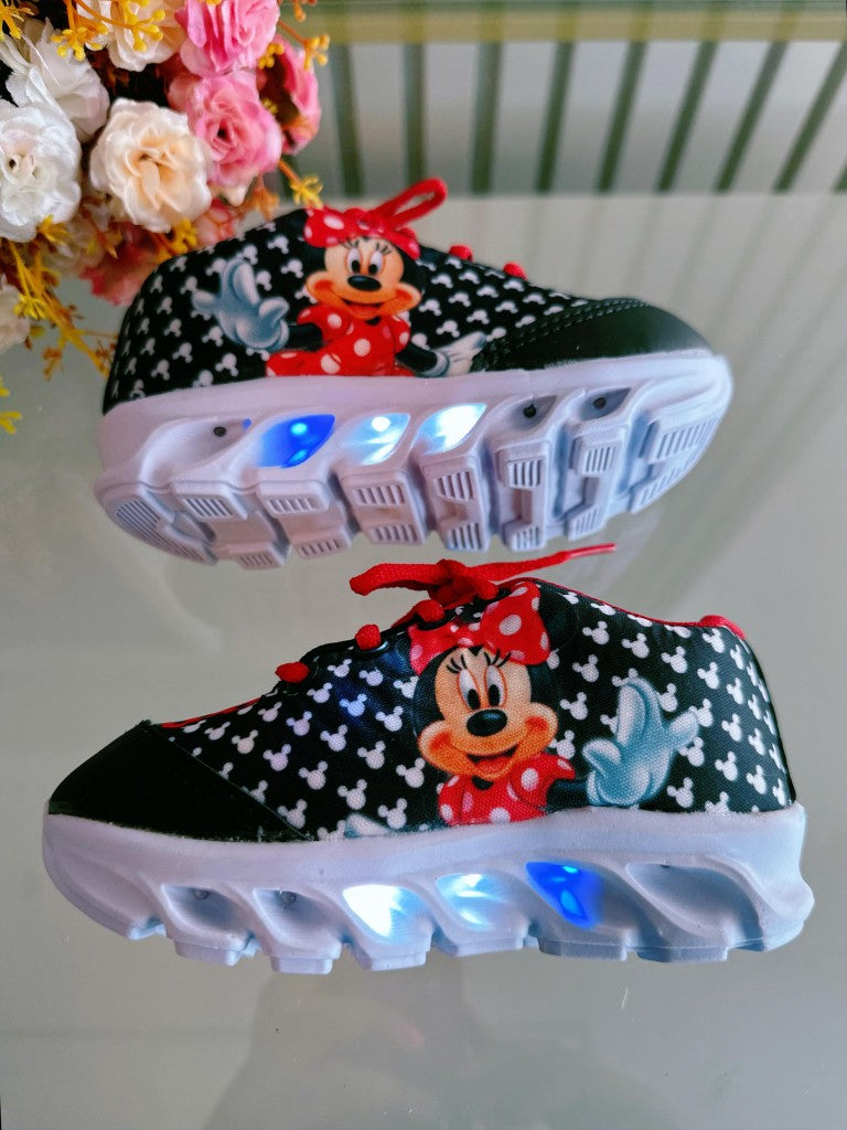 Zapatillas negras de Minnie Mouse para niña con luces LED