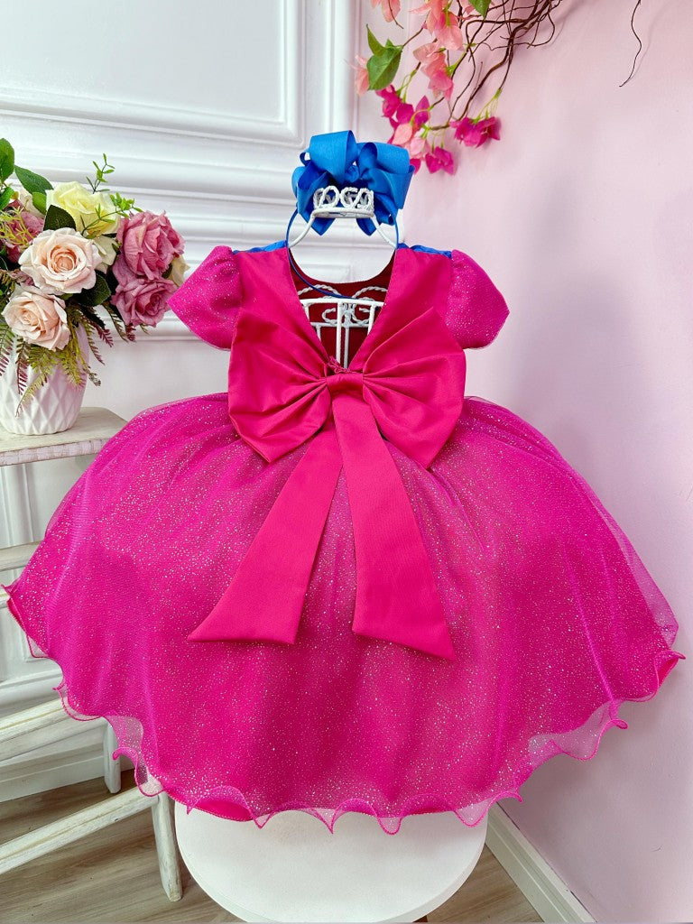 Vestido de fiesta rosa y azul con purpurina de Lilo Stitch