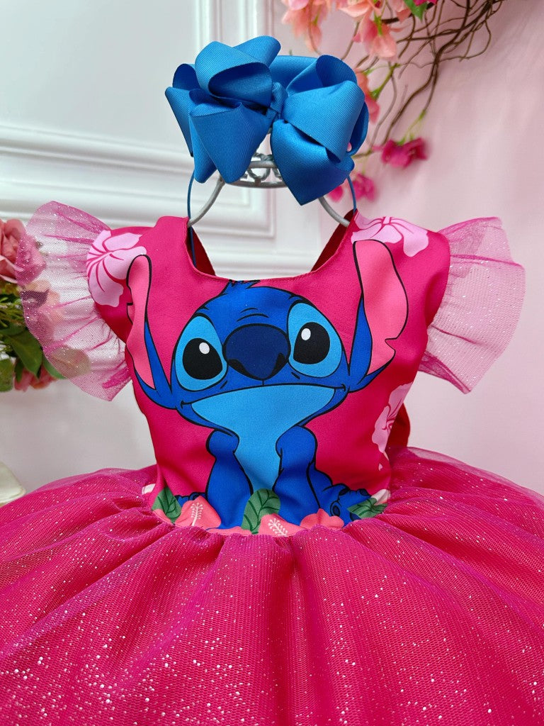 Vestido de fiesta rosa con purpurina de Lilo y Stitch