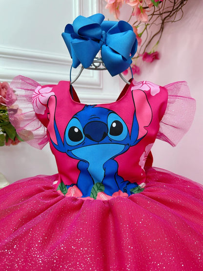 Vestido de fiesta rosa con purpurina de Lilo y Stitch