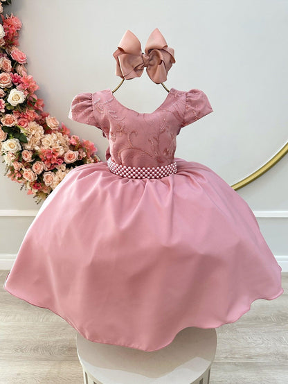 Vestido de niña de flores de lujo con busto y encaje de rosas