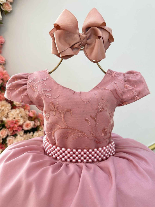 Vestido de niña de flores de lujo con busto y encaje de rosas