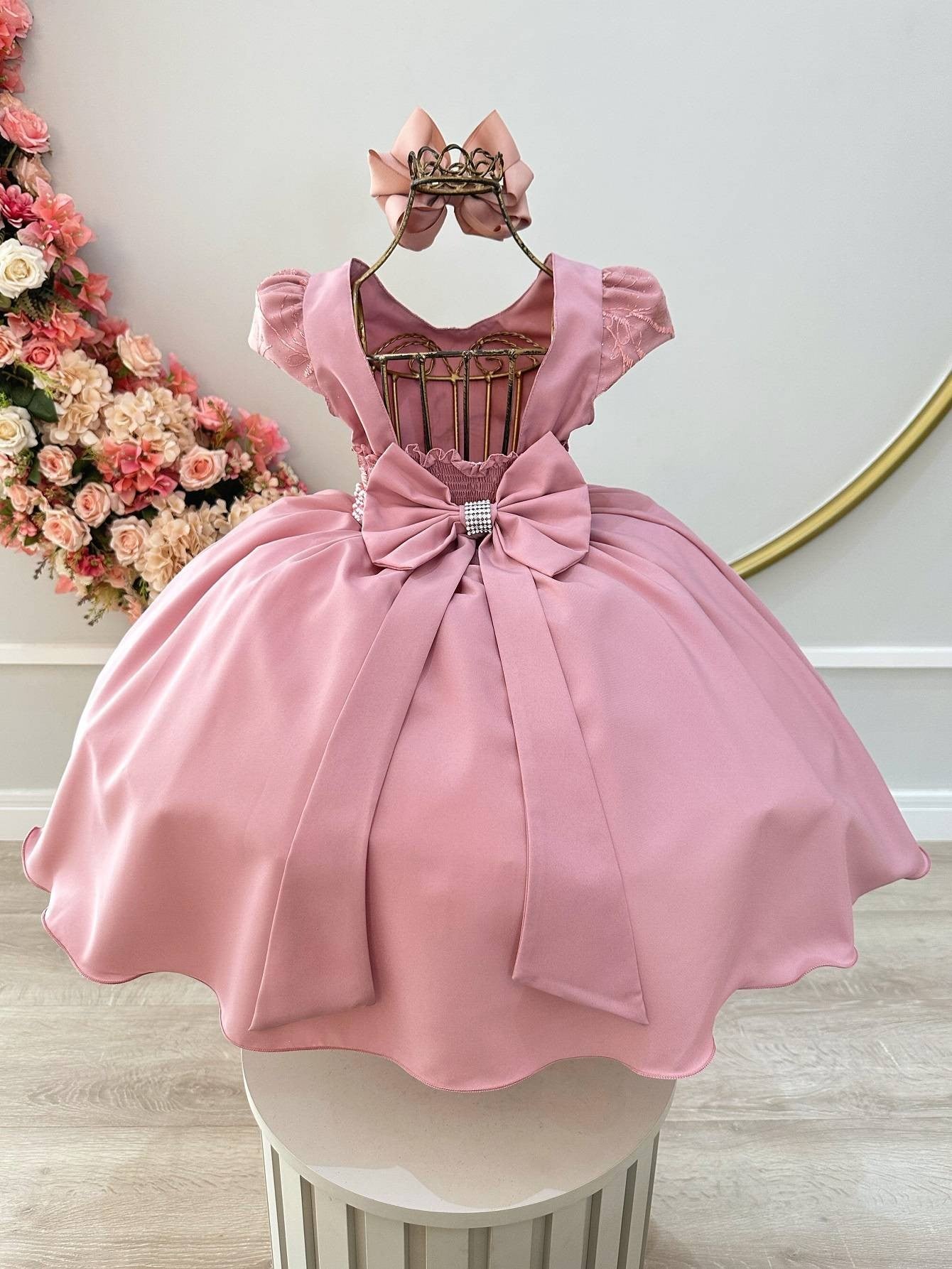 Vestido de niña de flores de lujo con busto y encaje de rosas